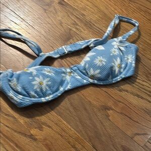 Xhilaration Blue Floral Bikini Top